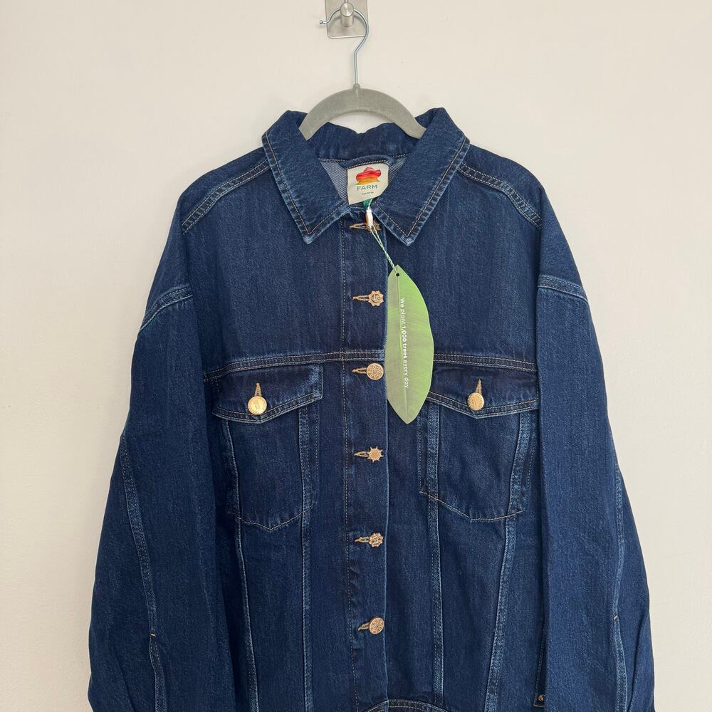 Farm Rio Dark Denim Buttoned Jacket - Picture 3 of 7